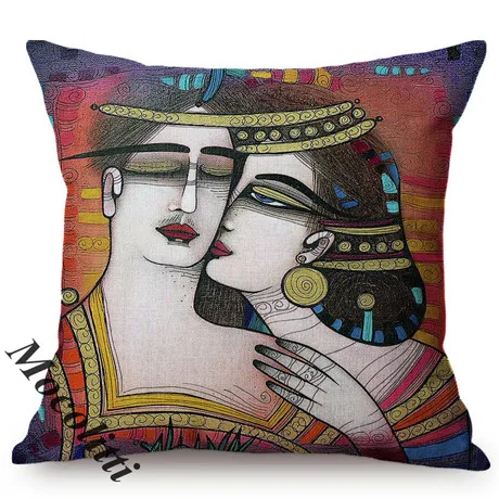 Orange Melody Love Song Nordic Ethnic Minority Art Home Decorative Cushion Cover Chic Woman Portrait Car Sofa Throw Pillow Case M136-5