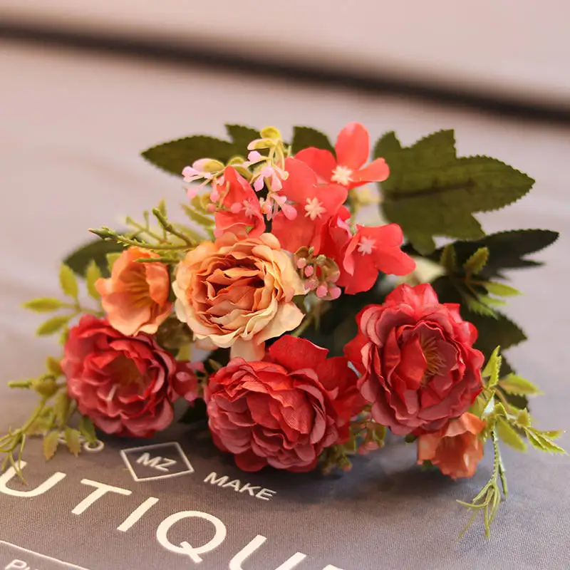 Искусственный Букет пионов пластиковый Шелковый цветок домашний стол свадебные принадлежности Цветочная композиция для вазы Прямая поставка