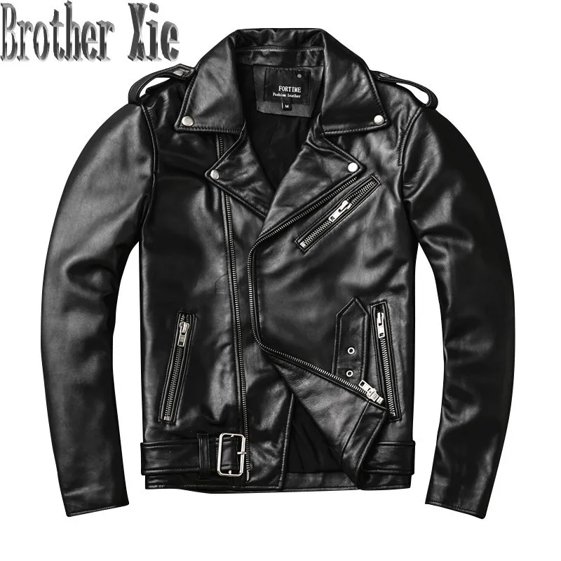 

Mens Genuine Leather Jacket Motorcycle Sreal Heepskin Coat Men Spring Autumn Biker Jacket Short Chaquetas Hombre KJ4116