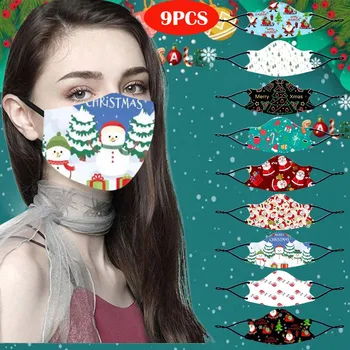 

9PC Christmas Adult Space Cotton Washable Ear Adjustable Dust-Proof Windproof Anti-spitting Protective Washable Mask Cover#3