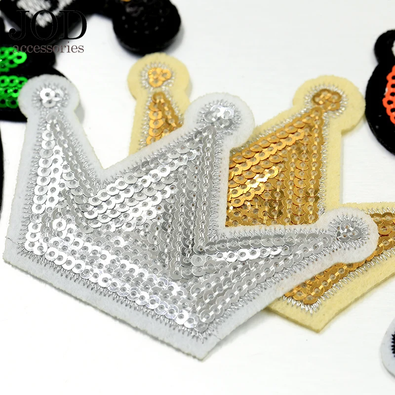 

Crown Applique Sequin Patches for Clothing Badges Embroidered Patch Iron-on Transfers Thermal Stickers on Clothes Stripes