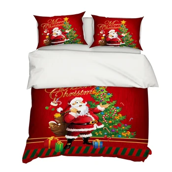 

3D Christmas New Year Bedding Set Polyester Pillowcase Duvet Cover Sets 3pcs Home Textile Family Bed Sets