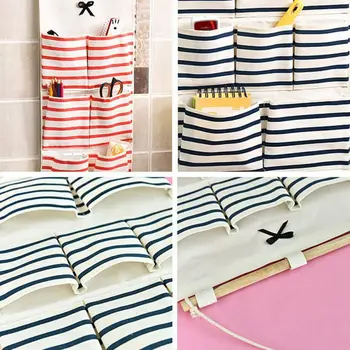 

3 Layer Linen Pocket Hanging Storage Bags Cotton Linen Closet Wall Hanging Organizers Mounted Wardrobe Cosmetic Jewelry Storage