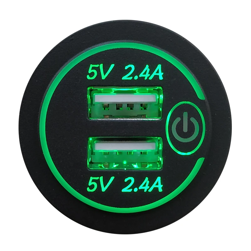 DIY 4.8A двойной USB зарядное устройство розетка мощность выходной вольтметр 12-24 В Универсальный для автомобиля/лодки/мотоцикла/морской RV провода предохранитель DIY Kit - Название цвета: Зеленый