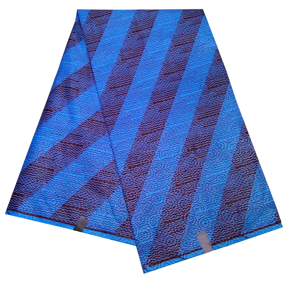 Голландский воск Африканский Полиэстер модный дизайн для женщин платье африканская полоса Печатный воск синяя ткань - Цвет: Синий