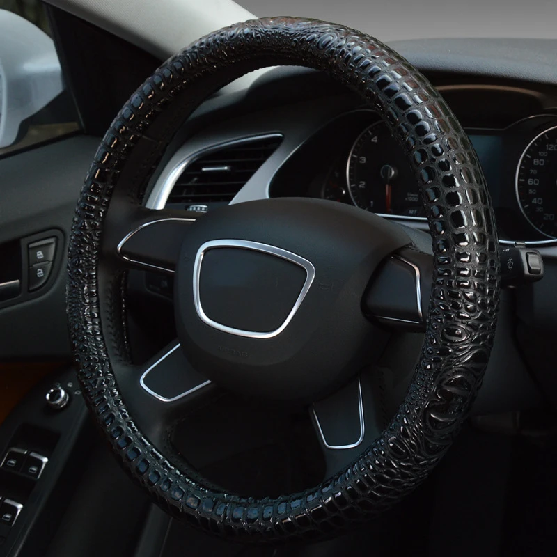 Чехол на руль автомобиля диагональ 38 см из кожи аллигатора для VW golf 4 5 6 hyundai BMW Honda