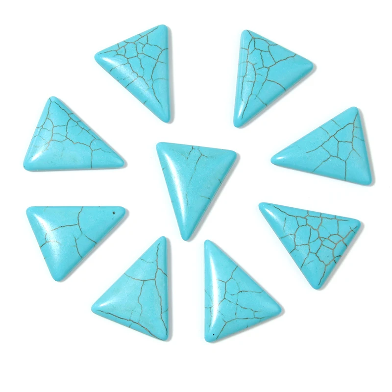 10pcs Natural Stone Triangle Flatback 23x28mm Blue Turquoise Spacers Cabochon For DIY Jewelry Making Earrings Accessories | Украшения и