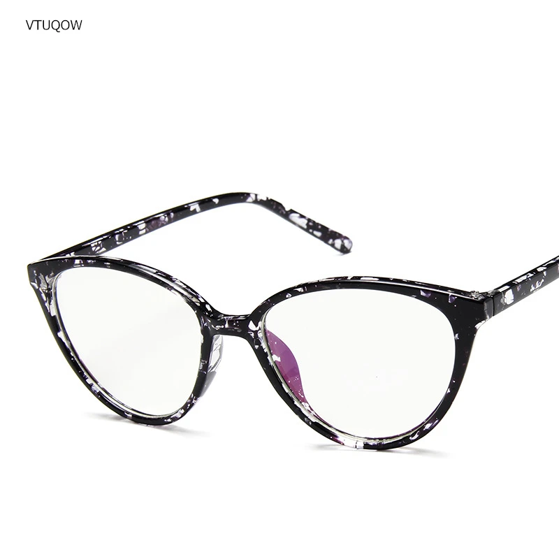 Модная оправа для очков в стиле кошачьи глаза, женские очки, прозрачные линзы, анти синий светильник, оптические очки для близорукости - Frame Color: Black Leopard