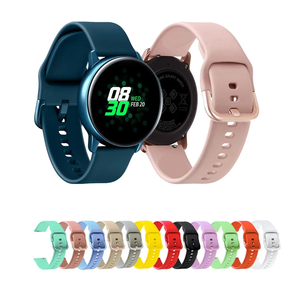 Ремешок силиконовый для Samsung Galaxy Watch Active 2 Active 3 Gear S2, браслет для наручных часов Huami Amazfit bip, 18 мм 20 мм 22 мм ремешок из нержавеющей стали для samsung galaxy 3 watch 42 46 мм gear s3 active2 classic быстросъемный браслет для наручных часов 22 мм 24 мм 20 мм 18 мм