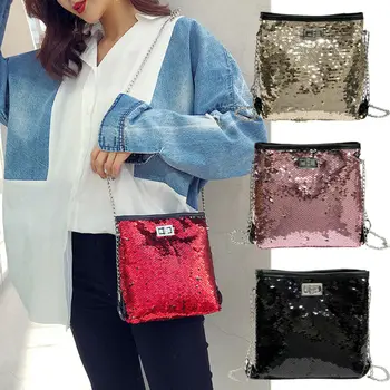 

2020 Lady Designer Sequins Bags New Fashion Shiny Evening Bag for Women Female Chain Handbag Single Shoulder Bag Crossbody Pack