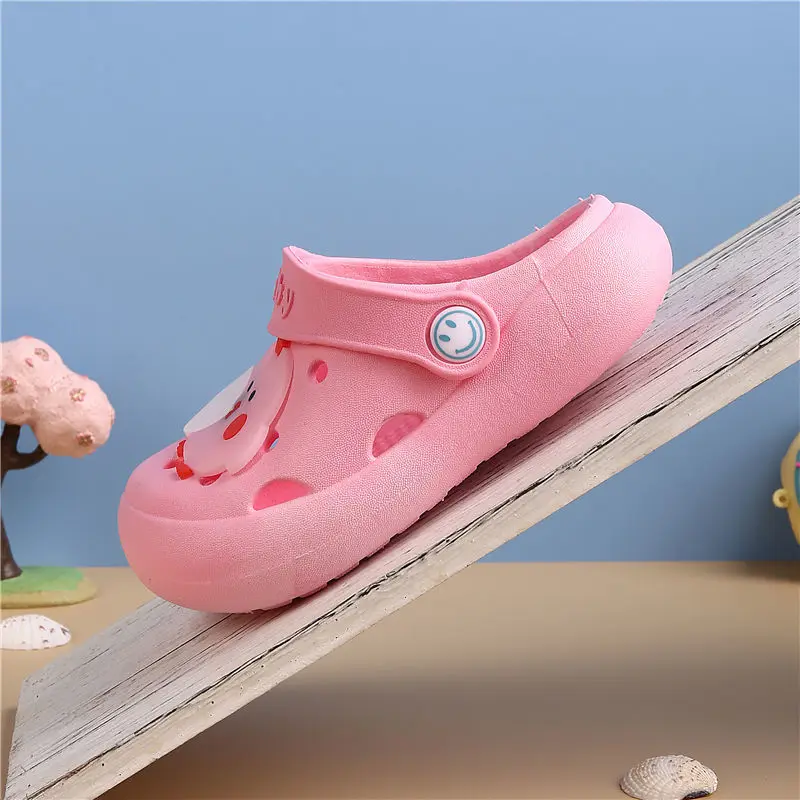 Children's Slippers Summer Cute Boys Cartoon Non-slip Female Soft-soled Sandals Hollow Out Shoes Bathing Babies Kids Clogs