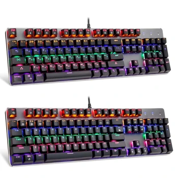 

RGB USB Wired Mechanical Keyboard 104 keys Russian English Gaming Keyboards for Desktop Computer Laptop PC Universal