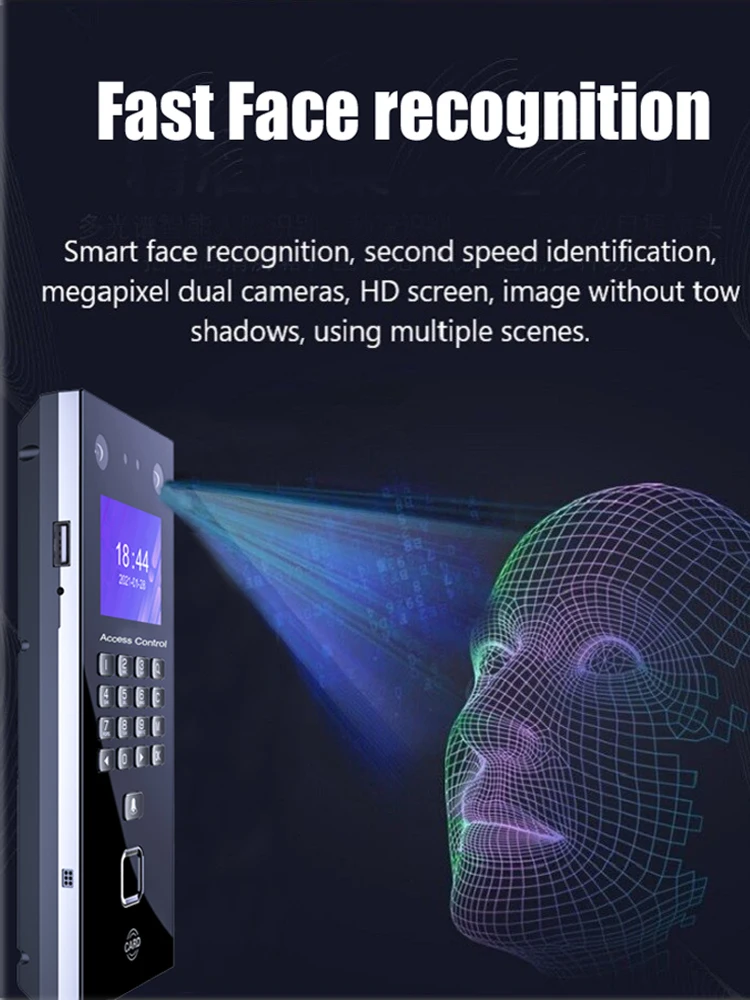 Control de acceso con reconocimiento Facial, bloqueo de puerta con reconocimiento Facial, huella digital, tiempo de asistencia, teclado TCP/IP, USB, RFID, tarjeta, Palmprint - Imagen 4