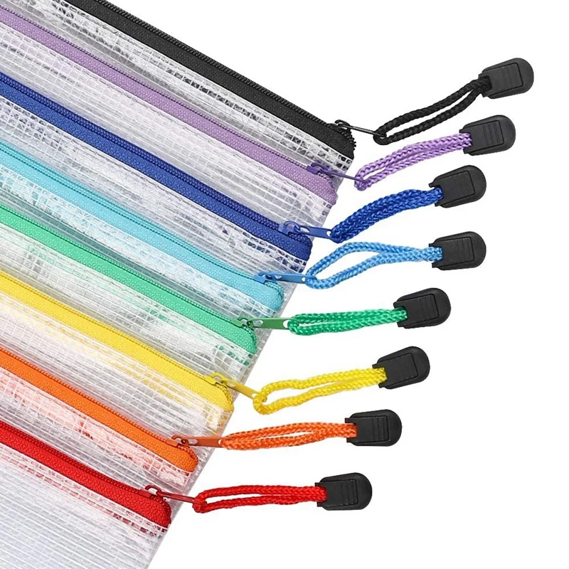 EOOUT 24pcs Zipper Pencil Pouch, Waterproof Zipper File Bag Pen Case, for Office Supplies, Travel Accessories and Cosmetics, 12 Colors