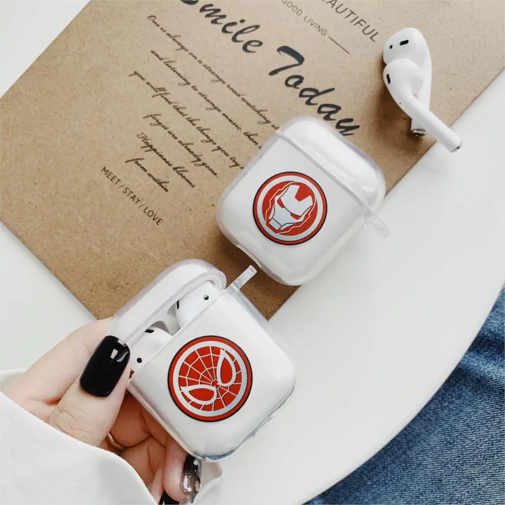 

Marvel Avengers Hero SpiderMan Iron Man Pattern Wireless Bluetooth Earphone Case For Apple Airpods 1/2 Soft Silicone Bag Cover