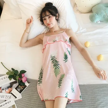 

2019 Summer Silk Satin Sexy Lingerie Nightgowns for Women Spaghetti Strap Night Dress Sleepwear Nightdress Nightwear Home Nighty