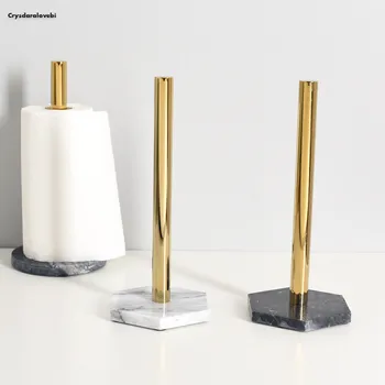 

Countertop Creative Roll Holder Kitchen Napkin Holder Nordic Marble Gold-plated Paper Holder Toilet Paper Organizer Storage Rack