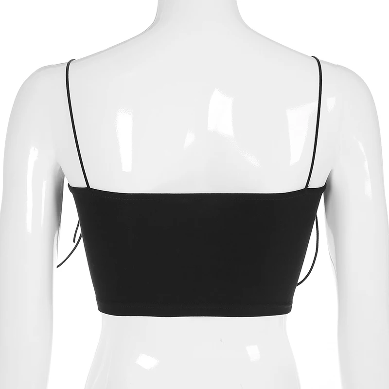 Женская майка с принтом Sweetown черная тонкая сексуальная летняя на бретелях