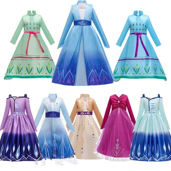 

New Snow Queen Anna Elsa 2 Christmas Dress kid Halloween Carnival Elza Costume Girls Fancy Disguise Anna Birthday Party Dresses