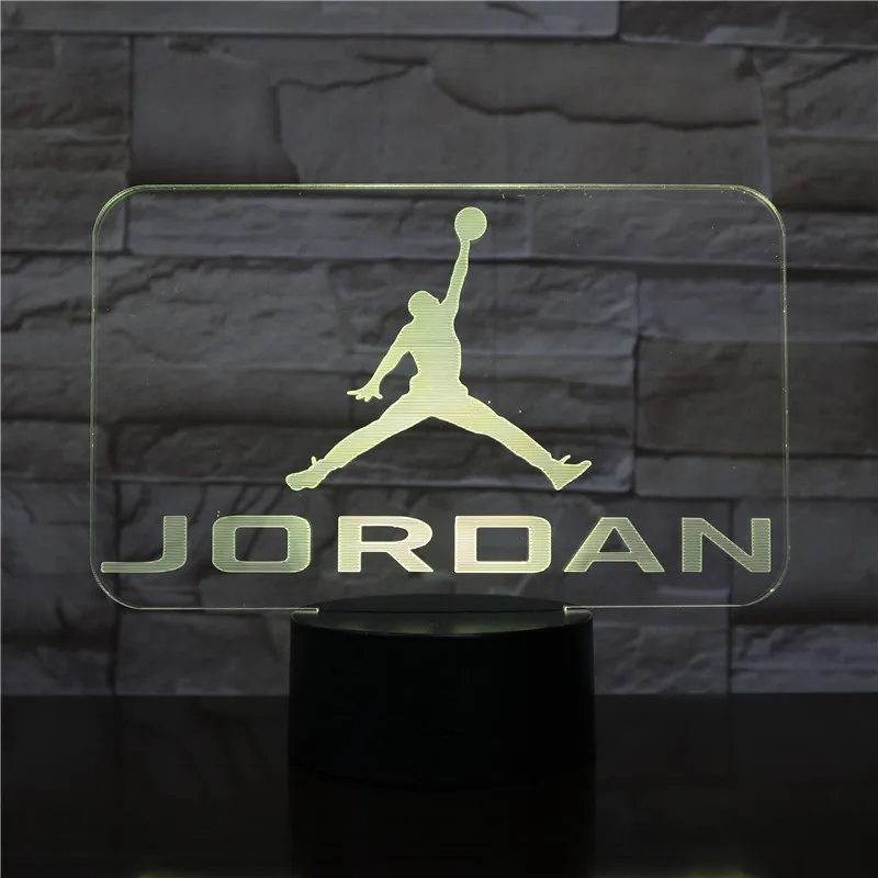 Баскетбол Майкл Джордан Usb 3D светодиодный ночной Светильник для мальчиков ребенок дети вентиляторы подарки на день рождения разноцветные RGB настольная лампа Спальня неоновый 2452