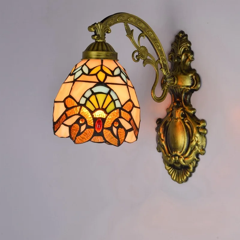 

restoring ancient ways American pastoral bedside wall lamp corridor baroque single-head coloured glaze wall lamp