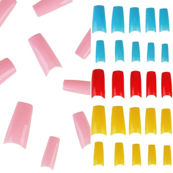 

500Pcs/Set False Nail Art Tips French Style Colorful Acrylic UV Gel Nails Fake Nail Polish Manicure Tools