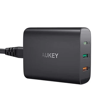 

AUKEY EU/UK Plug PA-Y13 74.5W 3-Port USB C Wall Charger with 46W QC 3.0 3.9FT AC Cable,USB C Charger for NS Switch Console/Phone