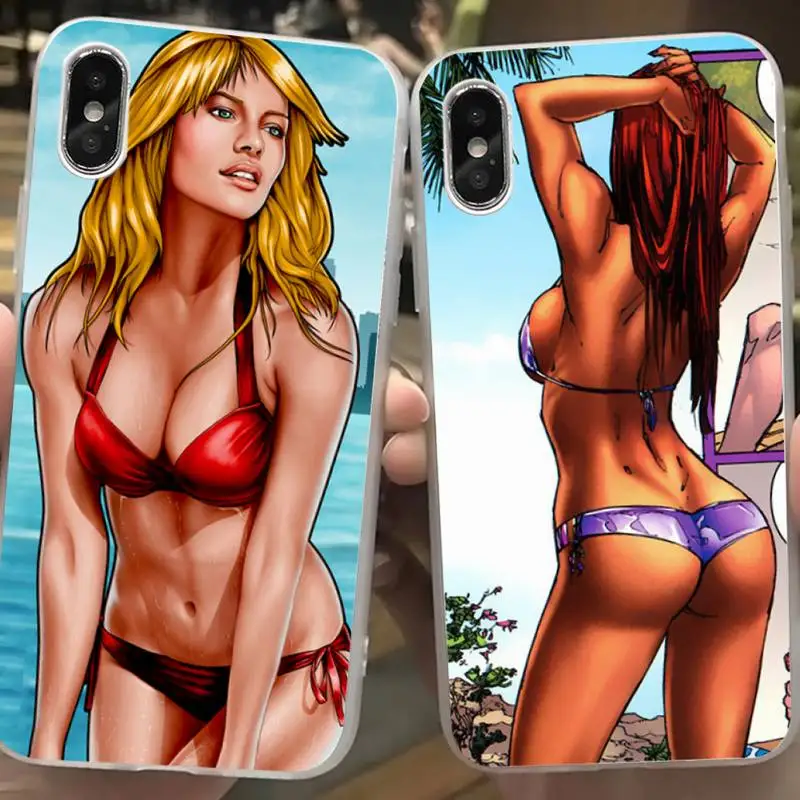 Сексуальная девушка бикини арт Fundas Coque Carcasa для IPhone 11 Pro Max чехол XR XS 12 7 8 Plus SE 2020