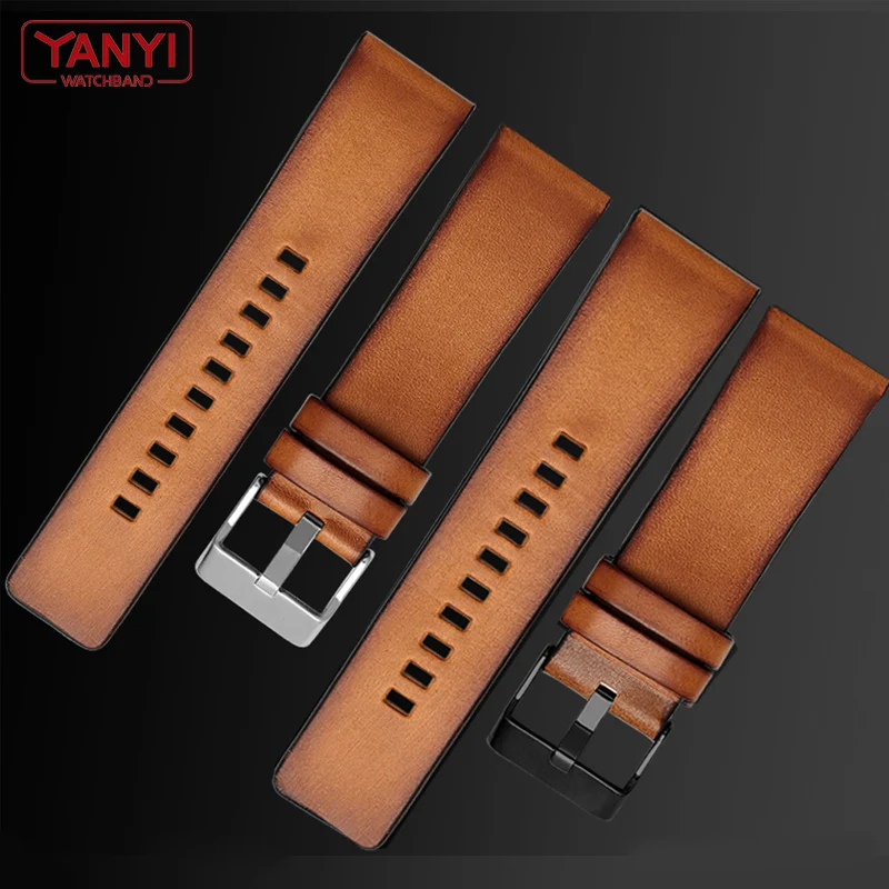Vintage Brown Genuine Leather Watch Strap - Retro Wristband, Premium Quality, Multiple Widths Available