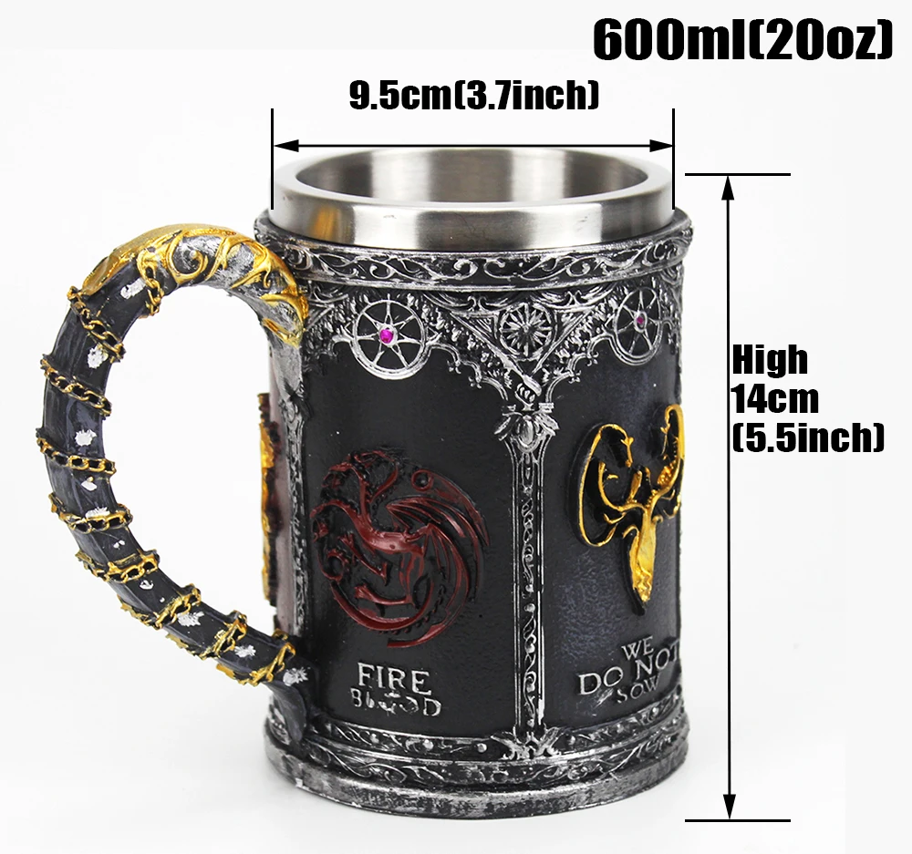Игра ThronesGourde средневековый Кубок Викинг пиво Викинг рог для напитков украшение на Хэллоуин Череп Кубок кофе чашка из нержавеющей стали