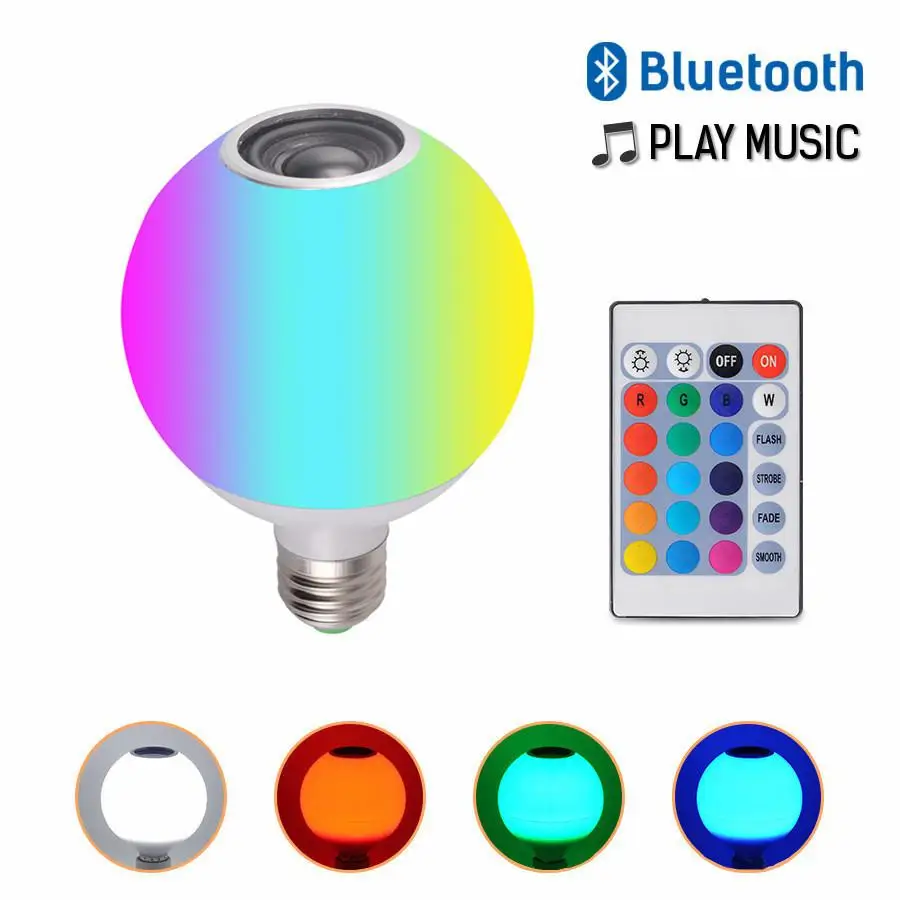 

DishyKooker Wireless Bluetooth Remote Control Mini Smart RGB Audio Speaker Bulb Music Lamp