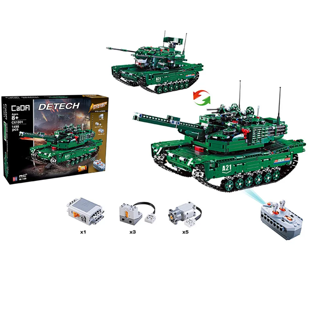 CaDA C61001 C61002 1/20 2,4G DIY строительный блок BM21 ракетная установка RC автомобиль M1A2 танк без батареи