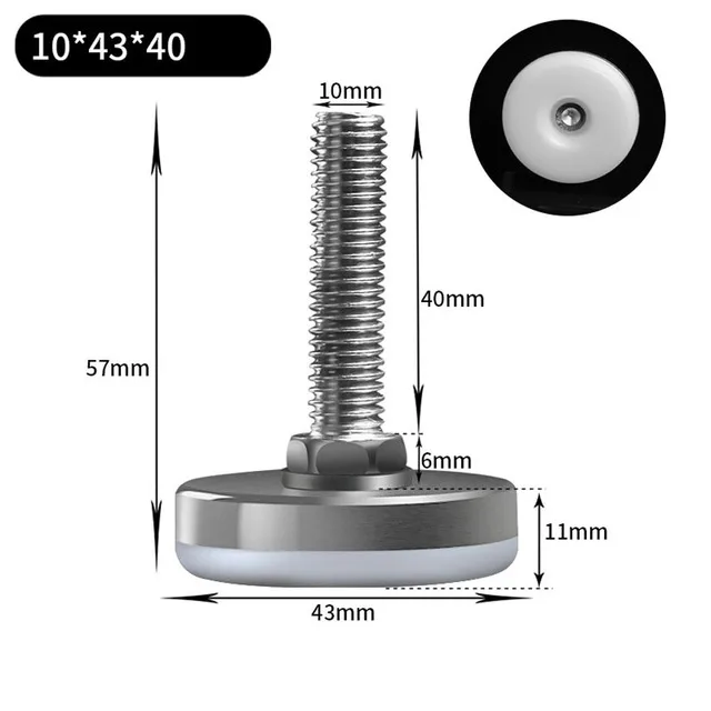 2/4/8Pcs Metal Furniture Legs Anti-slip Base Coffee Table Cabinet Leg Pad M6 M8 M10 Adjustable Leveling Feet Leveler 15mm-40mm 43mm  M10x40mm