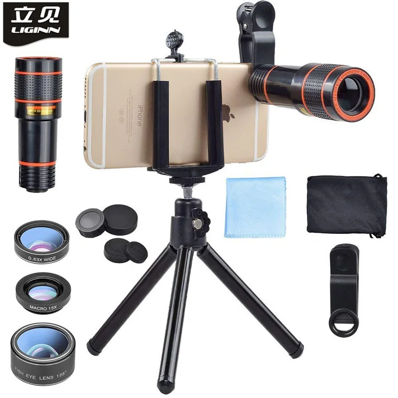 

For Speedy 12X Long Telephoto Fisheye Wide-angle Macro Tripod Qihe Gift Set Universal Extraposition Mobile Phone Lens