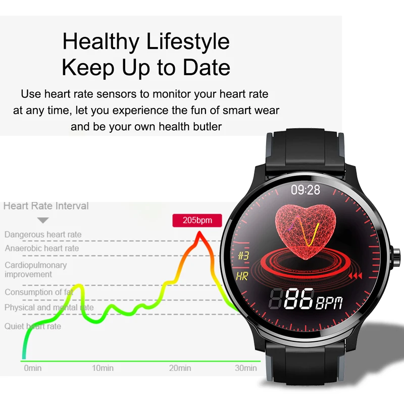 Lige New Smart Watch Full Touch Screen Ip68 Waterproof Heart Rate Blood Pressure Monitor Sport Smar-2