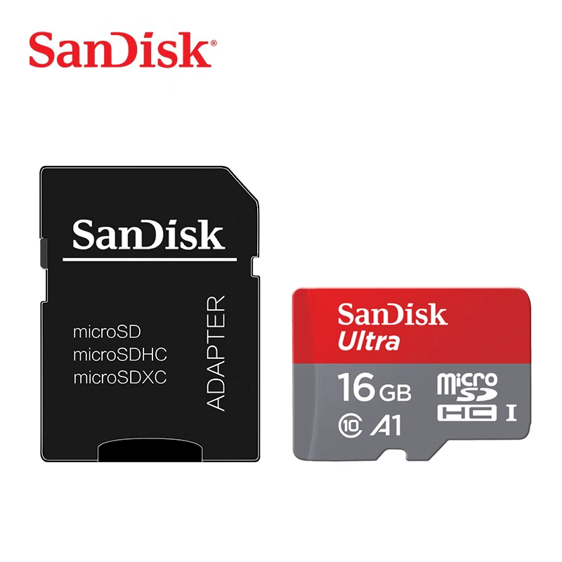 Флеш-карта памяти sandisk, 256 ГБ, 16 ГБ, 32 ГБ, микро-карта, 64 ГБ, 128 ГБ, класс 10, SDHC/SDXC, карта Micro sd, карта памяти для камеры - Емкость: 16 ГБ