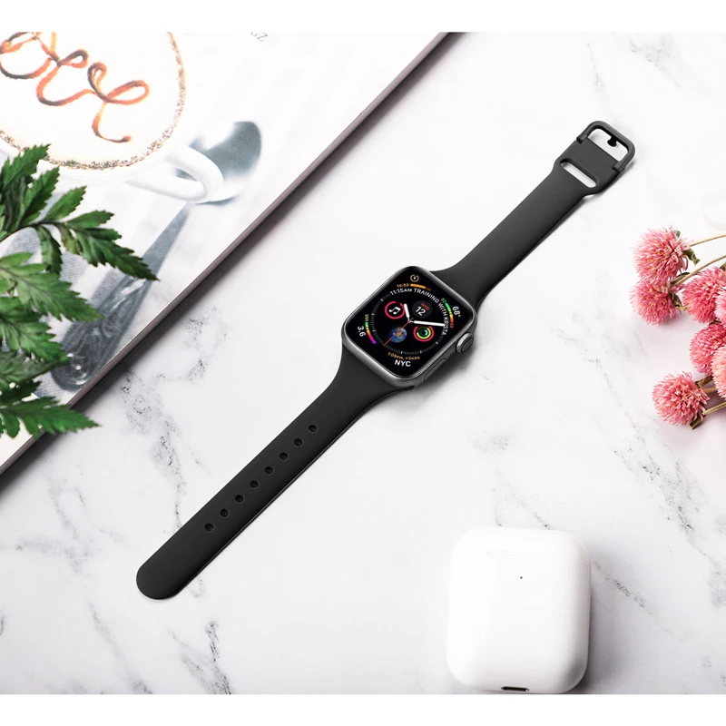 Ремешок для Apple Watch 44 мм 40 мм 38 мм 42 мм спортивный силиконовый браслет correa iwatch series 5 4 3 2 Аксессуары для Apple watch 4