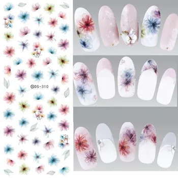 

1000pCS DIY Designer Water Transfer Nails Art Sticker Colorful Purple Fantacy Flowers Nail Stickers Wraps Foil Sticker manicure