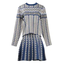 Государства pro модель ретро узор вязаное пальто+ слово юбка-одуванчик, юбка-трапеция трикотажные костюмы пятно