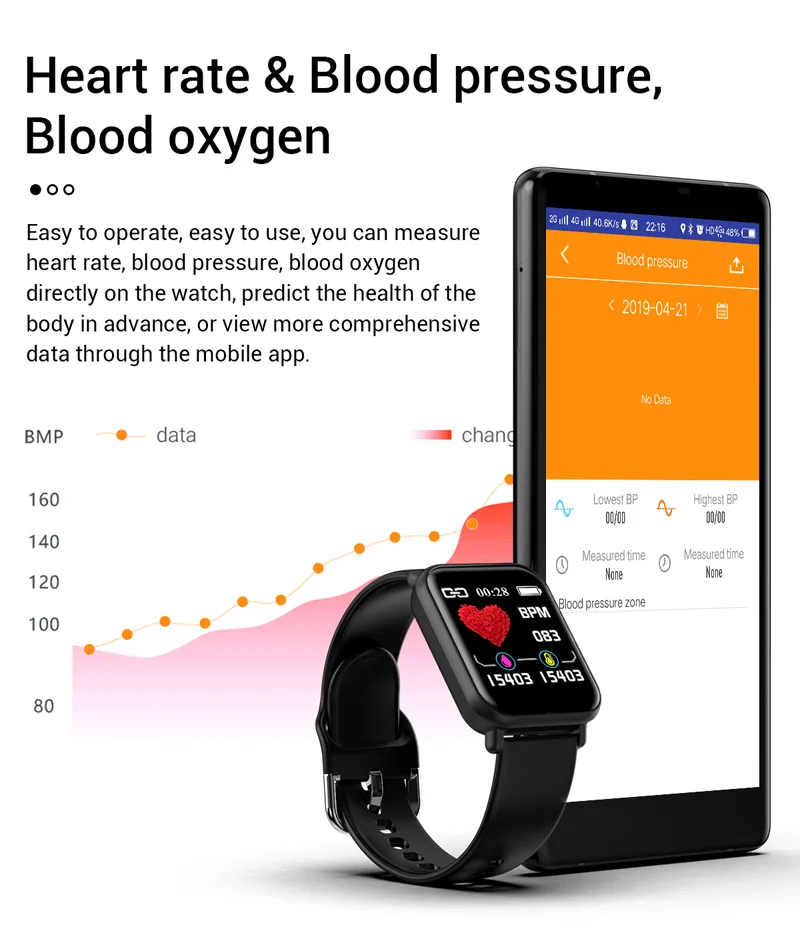 Смарт-часы R16, браслет для измерения артериального давления, фитнес ...