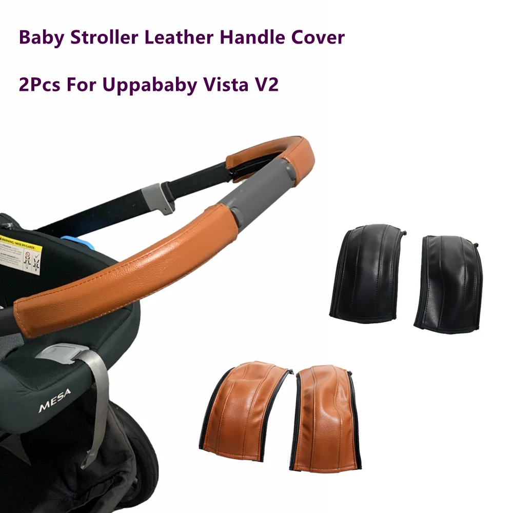 Baby Strollers expensive Baby Stroller Leather Armrest Cover For Uppababy Vista V2 Handle Bumper Sleeve Case Bar Protective Cover Pram Accessories baby stroller accessories deals	
