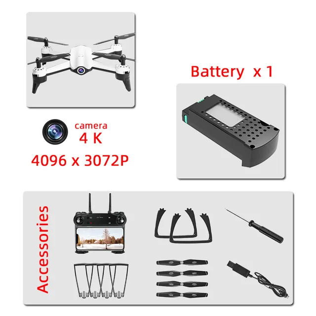 white 4k 1Battery Радиоуправляемые дроны 4K двойная камера HD аэрофотосъемка полет 25 минут FPV Дрон оптический поток позиционирования следуют Радиоуправляемый вертолет, игрушки - Цвет: white 4k 1Battery