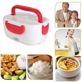 

110V Electric Heating Lunch Box for Travel Car Food Heater Rice Container Portable Food-Grade Heating Container Box Round Cover