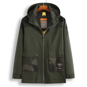 

Autumn Male Young And Middle-aged Plus Fat plus Size Loose Leisure Splicing Lian Cap Camouflage Windbreaker Thin Section