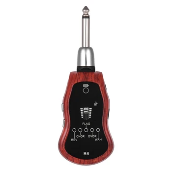

B6 Guitar Headphone Amp Mini Plug Guitar Amplifier Bluetooth Rechargeable for Electric Travel Pocket Guitar(Mahogany Color)