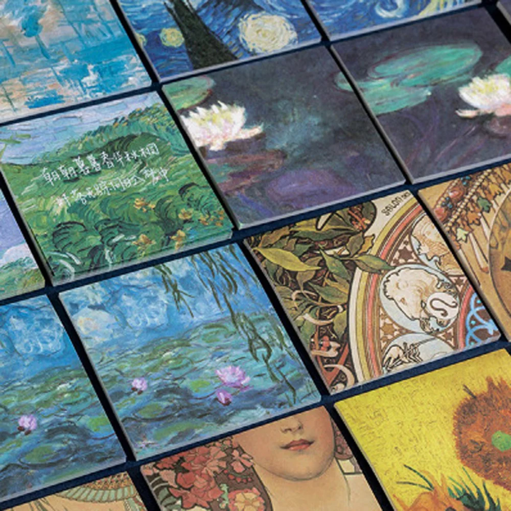 

60pcs/set Van Gogh Decal Notes Memo Pad DIY Scrapbook Diary Decoration Material Paper Notepad Planner Office School Supplies