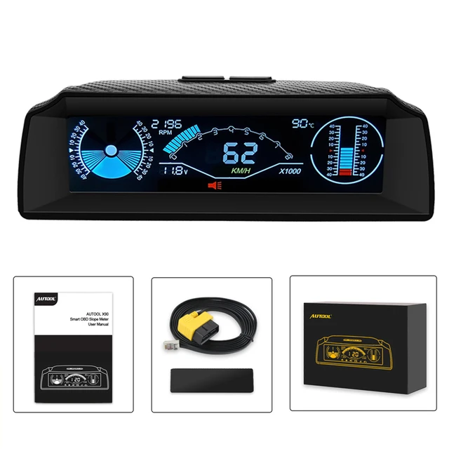 $US $69.00  AUTOOL HUD OBD2 On-board Computer Head Up Display Slope Meter Car Speedometer Compass Display Code 