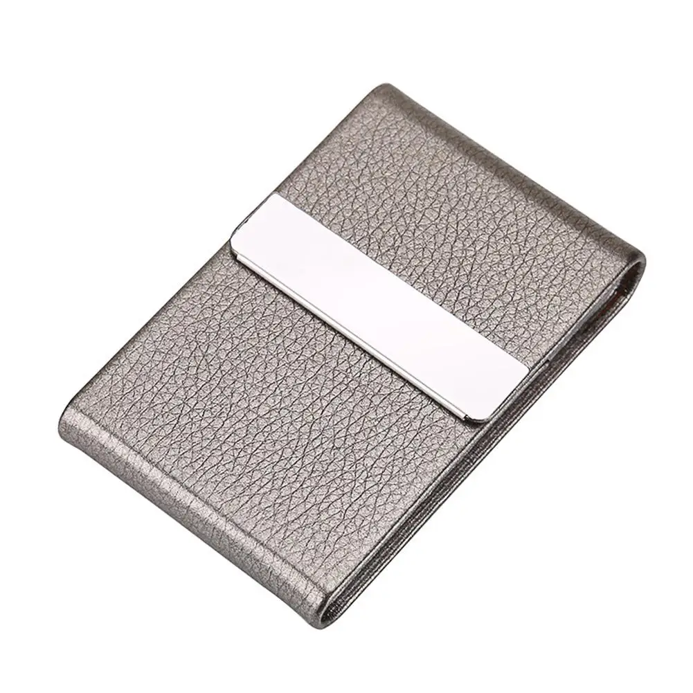 Портативный мужской металлический кожаный чехол-держатель для карт для хранения визитных карточек - Цвет: gray