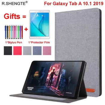 

Book Case Cover for Samsung Galaxy Tab A 10.1 inch 2019 SM-T510 SM-T515 Filp Leather Card Holder Stand Case with Pen+Film