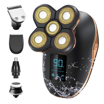 

Electric Shaver IPX6 Waterproof Mens Grooming Kit LED Display Beard Trimmer Nose Hair & Hair Clippers for Blad Head Men